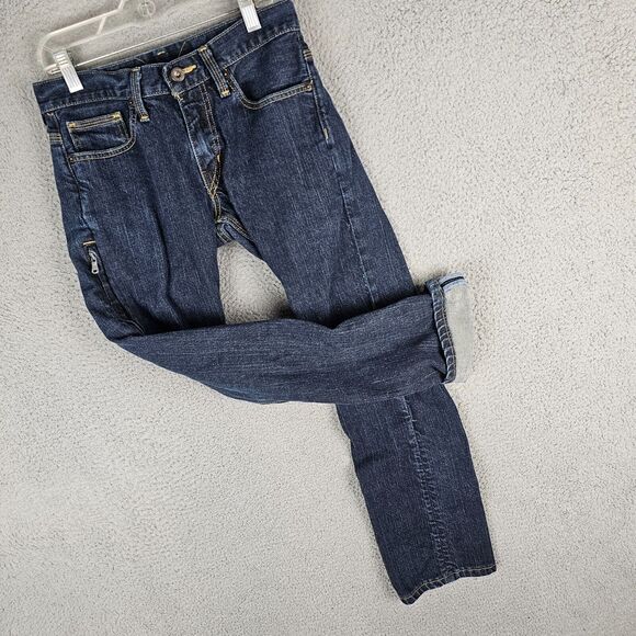 Levi's 514 Slim Straight Fit Blue Dark Wash Denim Selvedge Jeans Mens 28x30 Y2K